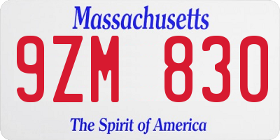 MA license plate 9ZM830