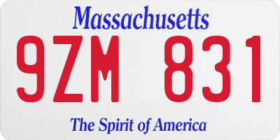 MA license plate 9ZM831