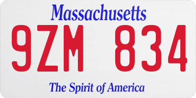 MA license plate 9ZM834