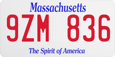 MA license plate 9ZM836