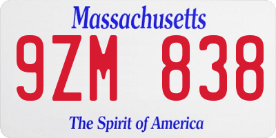 MA license plate 9ZM838