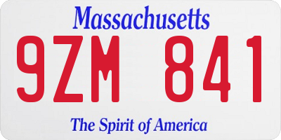 MA license plate 9ZM841