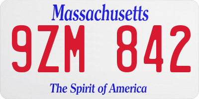 MA license plate 9ZM842