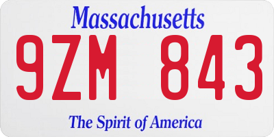 MA license plate 9ZM843