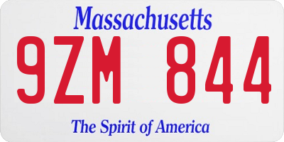 MA license plate 9ZM844