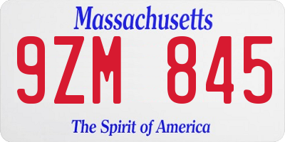 MA license plate 9ZM845