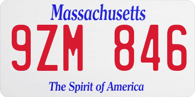 MA license plate 9ZM846