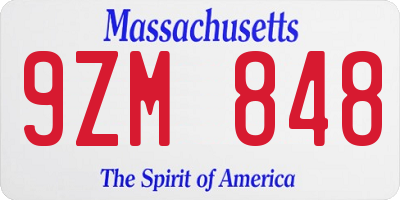 MA license plate 9ZM848