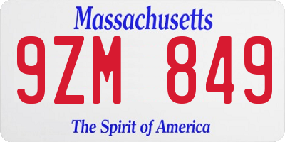 MA license plate 9ZM849