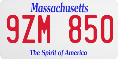 MA license plate 9ZM850