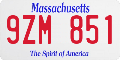 MA license plate 9ZM851