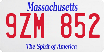 MA license plate 9ZM852