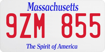 MA license plate 9ZM855