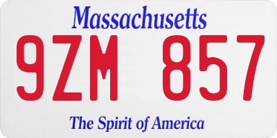 MA license plate 9ZM857