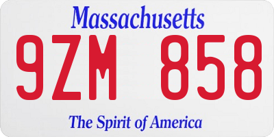 MA license plate 9ZM858