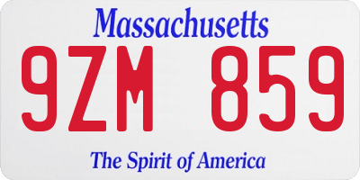 MA license plate 9ZM859