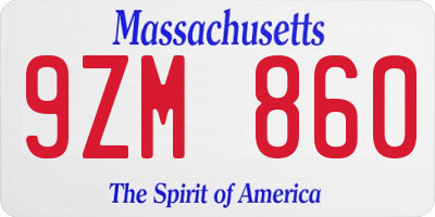 MA license plate 9ZM860