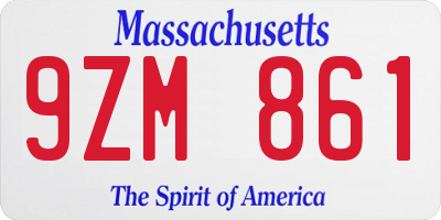 MA license plate 9ZM861