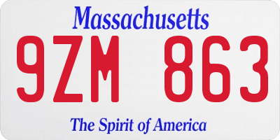 MA license plate 9ZM863