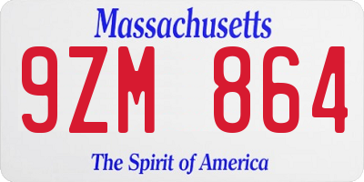 MA license plate 9ZM864