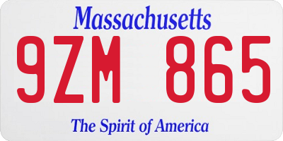 MA license plate 9ZM865