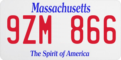 MA license plate 9ZM866