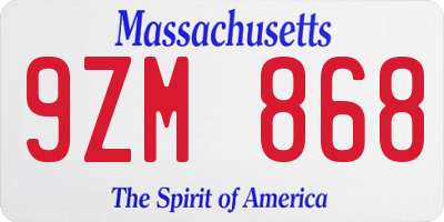 MA license plate 9ZM868
