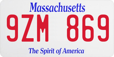 MA license plate 9ZM869