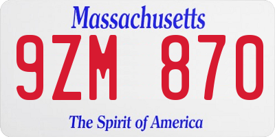 MA license plate 9ZM870