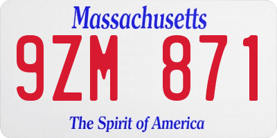 MA license plate 9ZM871