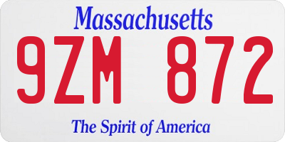 MA license plate 9ZM872