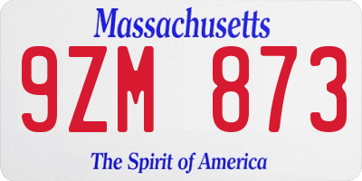 MA license plate 9ZM873