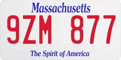 MA license plate 9ZM877