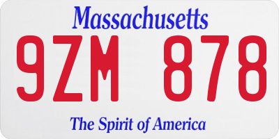 MA license plate 9ZM878