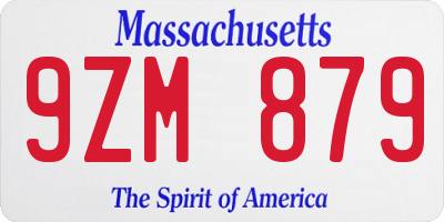 MA license plate 9ZM879