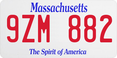 MA license plate 9ZM882