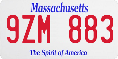 MA license plate 9ZM883