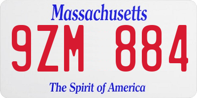 MA license plate 9ZM884