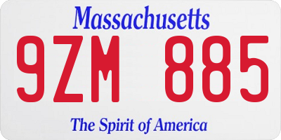 MA license plate 9ZM885