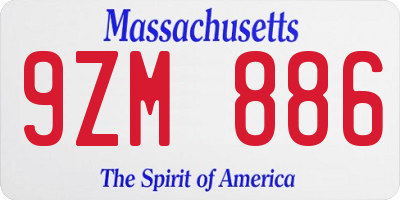 MA license plate 9ZM886