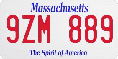 MA license plate 9ZM889