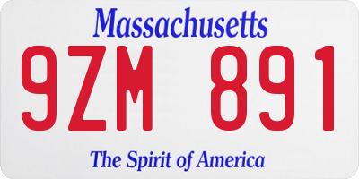 MA license plate 9ZM891