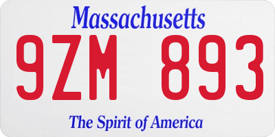 MA license plate 9ZM893