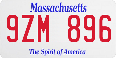 MA license plate 9ZM896