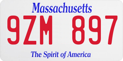 MA license plate 9ZM897