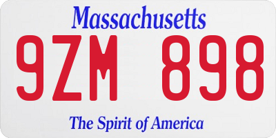 MA license plate 9ZM898