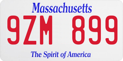 MA license plate 9ZM899