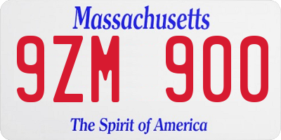 MA license plate 9ZM900