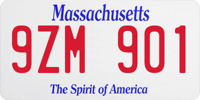MA license plate 9ZM901