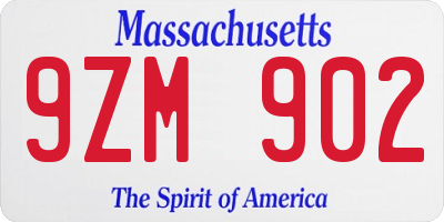 MA license plate 9ZM902